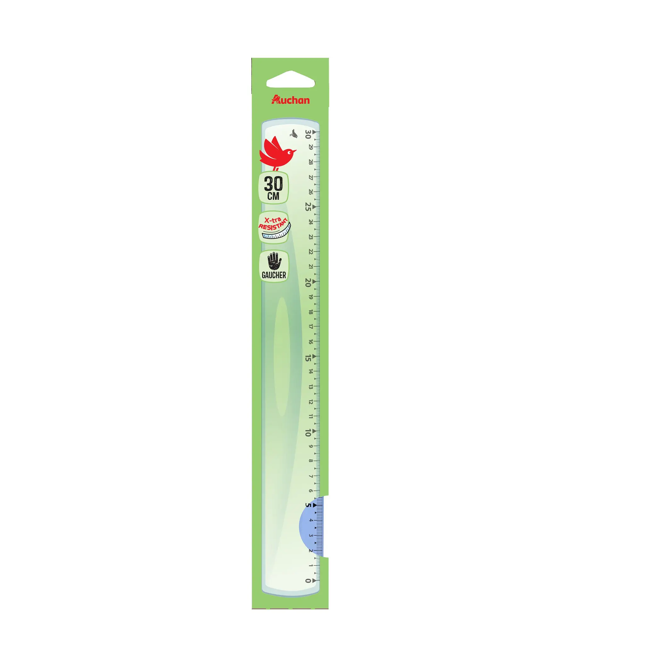 AUCHAN Règle Palte gaucher 30cm Incassable