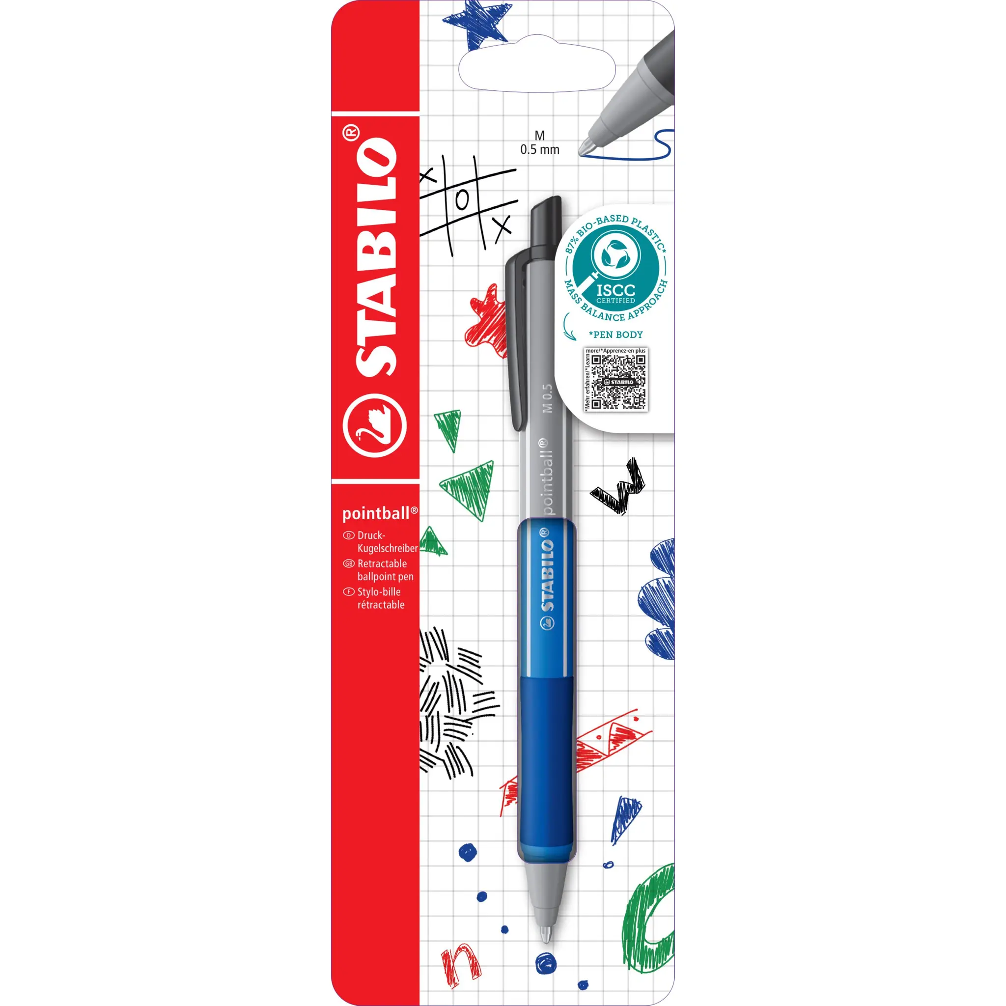 STABILO Stylo PointBall 0.5mm ColorFul - Bleu