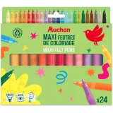 AUCHAN Pochette de 24 feutres Maxi Pointe Large Jumbo recyclé