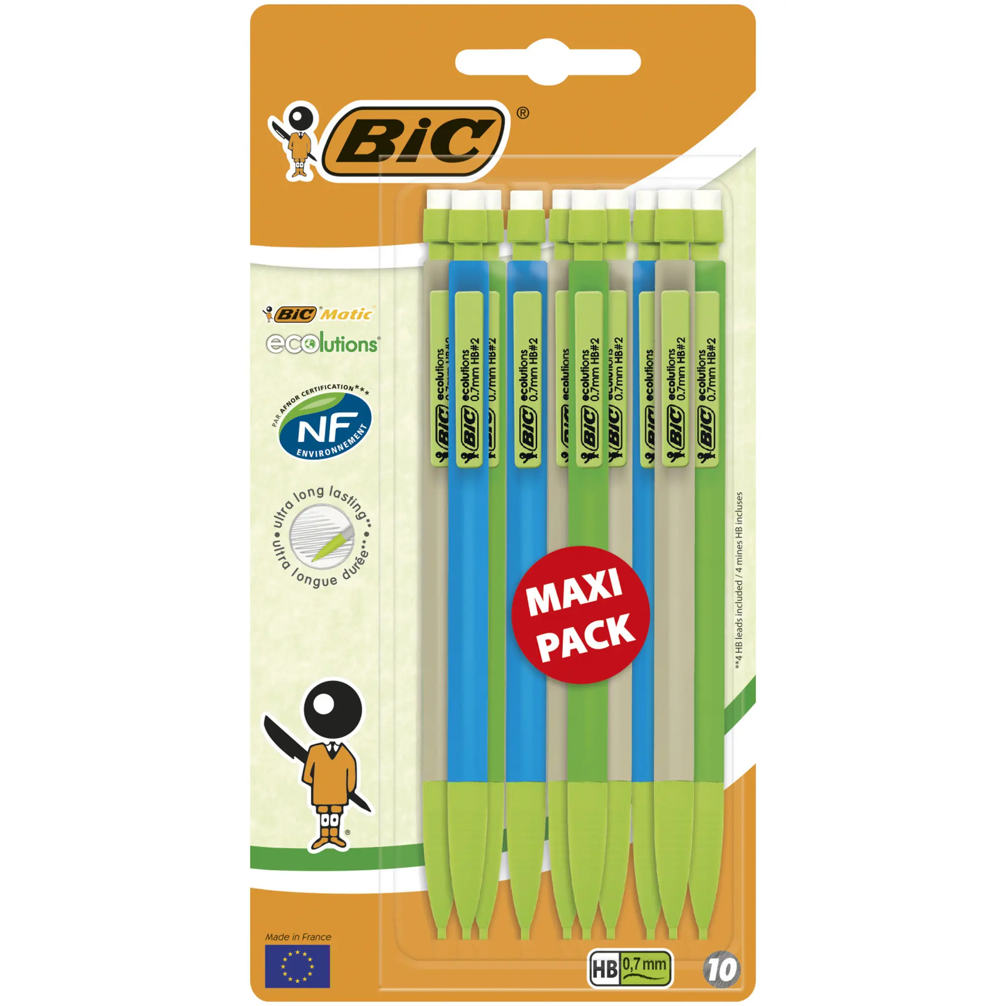 BIC Lot de 10 porte-mines 0.7mm HB Matic Ecolutions