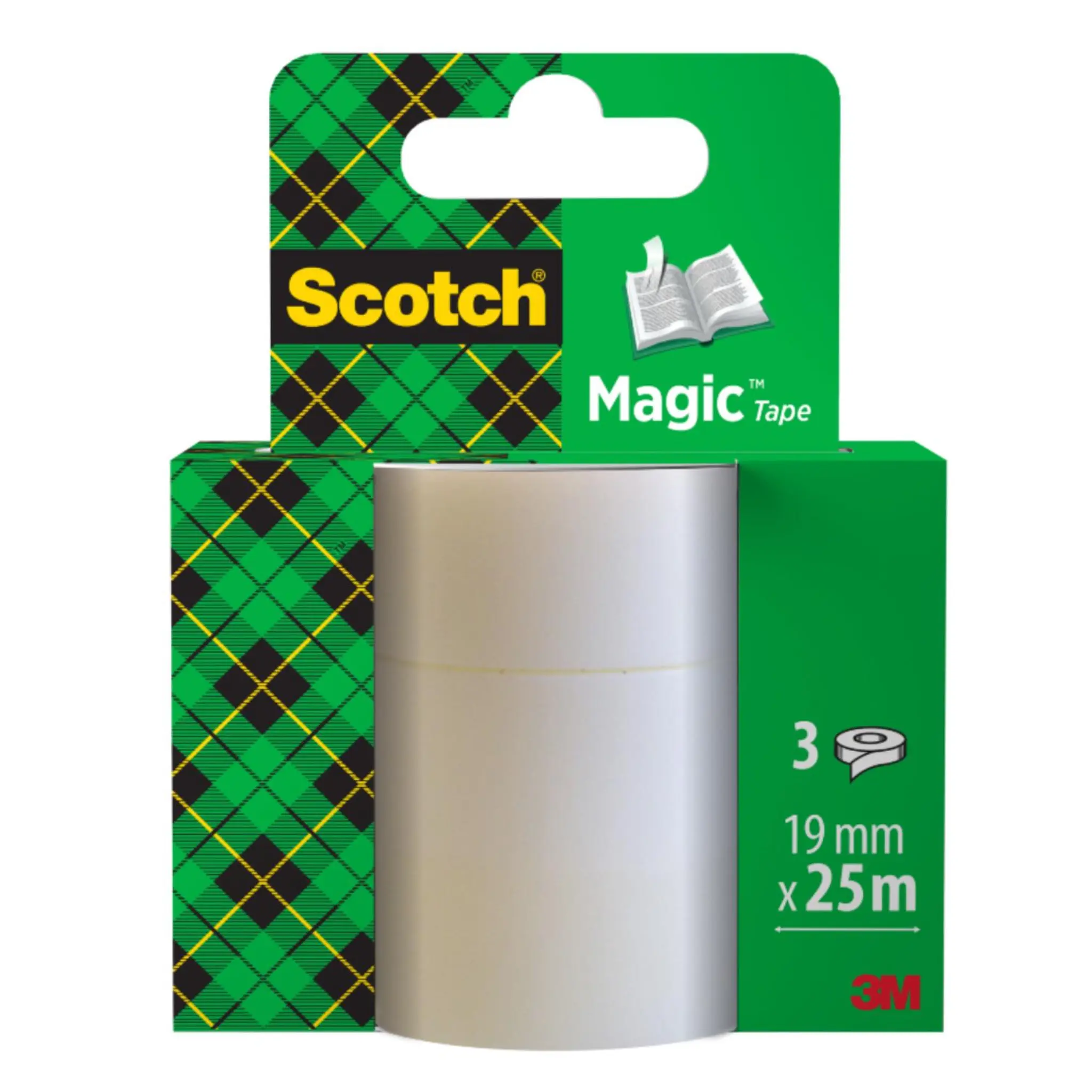 3M Lot de 3 recharges adhésif invisible 25M m Scotch