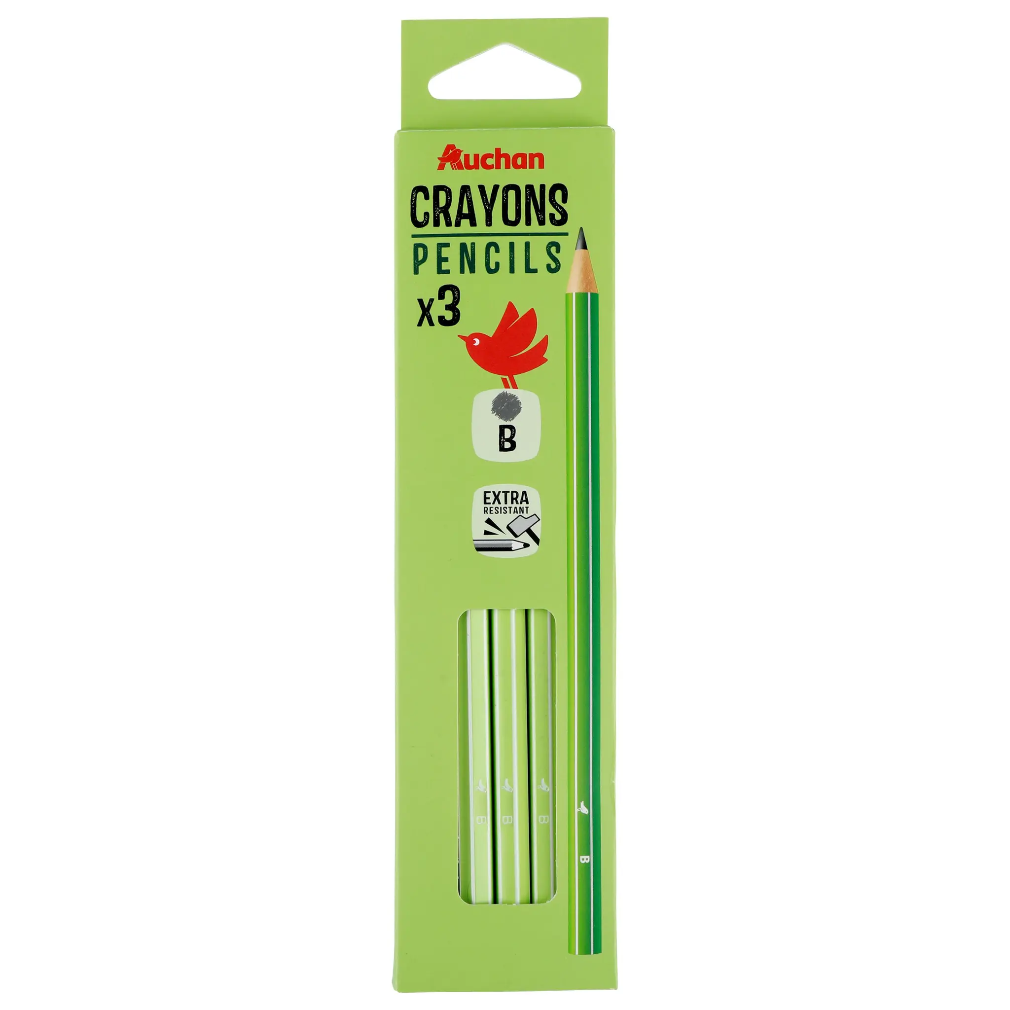 AUCHAN Lot de 3 crayons graphites BB Plastique