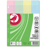 AUCHAN Feuilles simples 400 pages 21x29.7cm grands carreaux Seyes couleurs assorties perforées