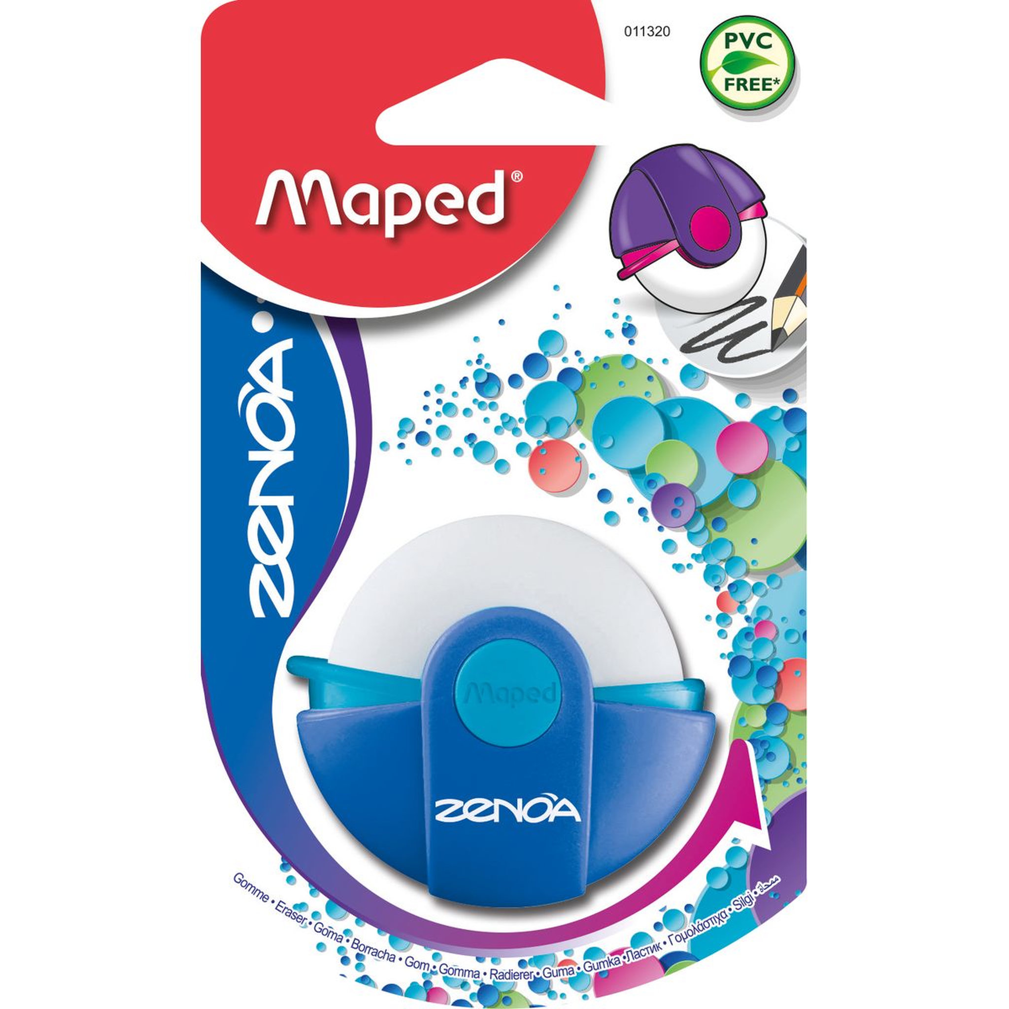 MAPED Gomme blanche ronde avec étui refermable Zenoa coloris aléatoire