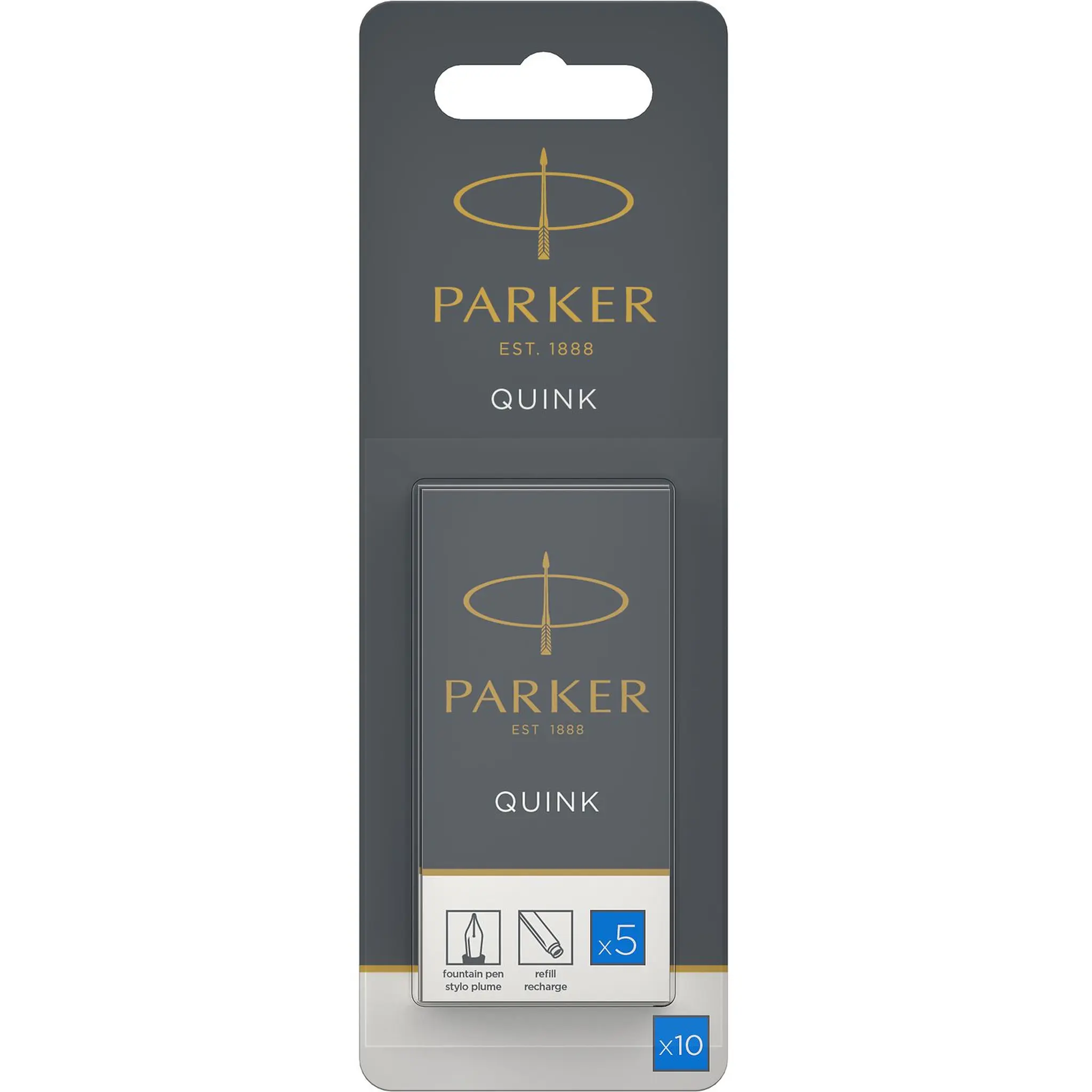 PARKER 10 cartouches longues - encre bleue