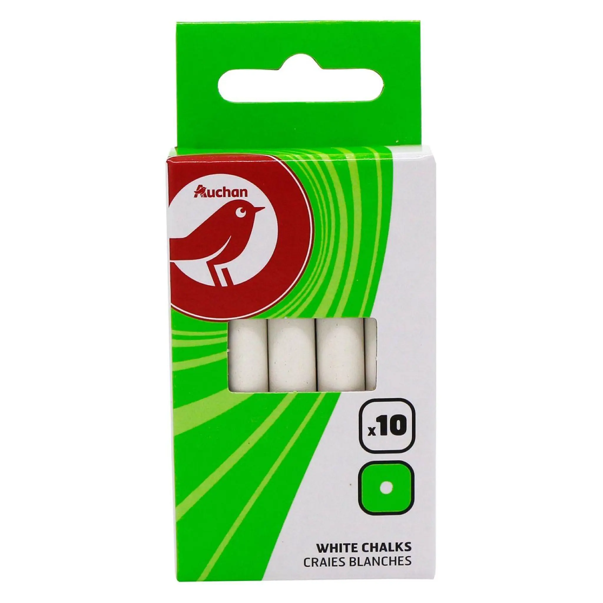 AUCHAN Boite de 10 craies blanches 3,6g
