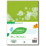 AUCHAN Cahiers piqués seyes 24x32cm - 96 pages grands carreaux