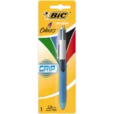 BIC Stylo bille 4 couleurs rétractable pointe moyenne GRIP bleu