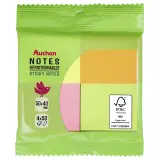AUCHAN Cubes bloc notes 4x50 feuilles 50x40mm coloris assortis