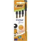 BIC Stylo bille cristal noir pointe fine x4