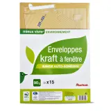 AUCHAN Enveloppes papier kraft à fenêtre 229x324 mm auto adhésive x15
