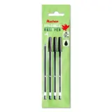 AUCHAN Lot de 4 stylos bille noirs pointe moyenne 1 mm en bouteille recyclée
