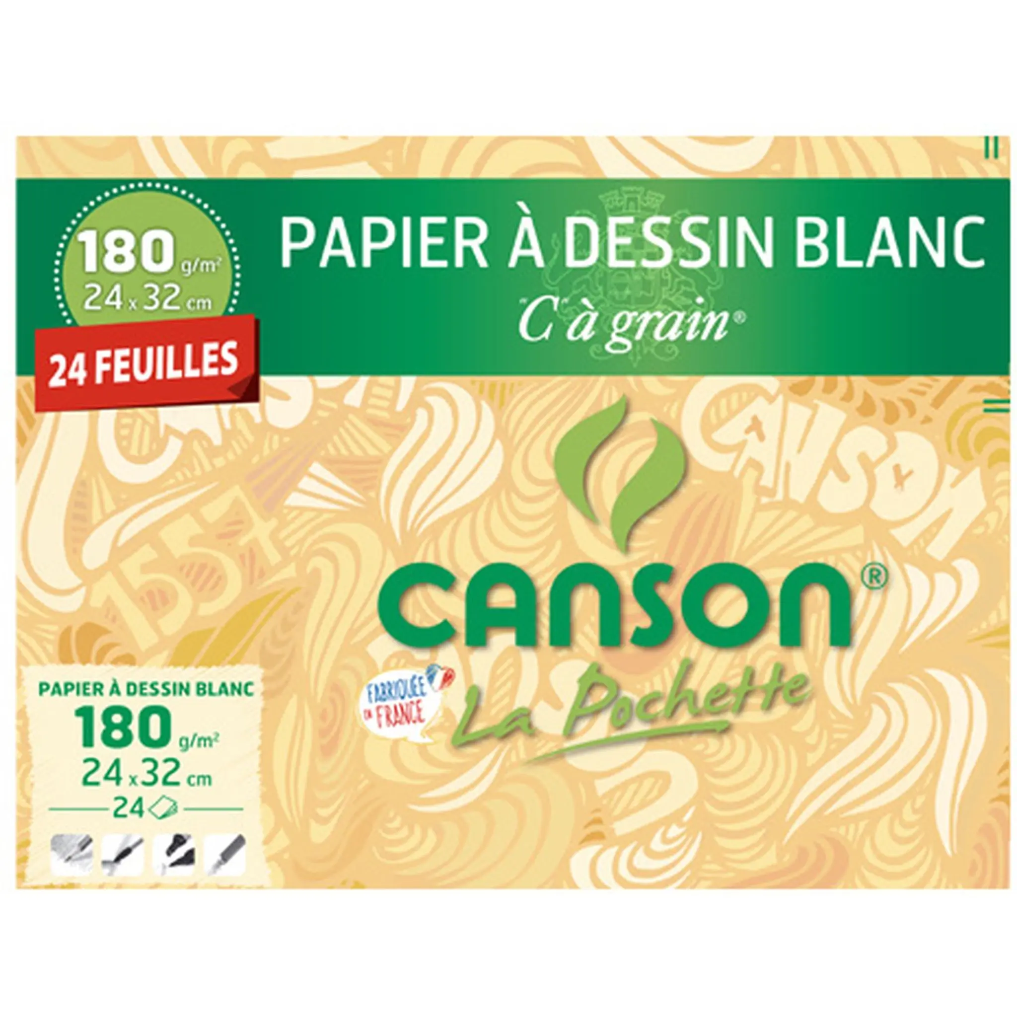 CANSON Feuilles de canson 24x32cm à grain