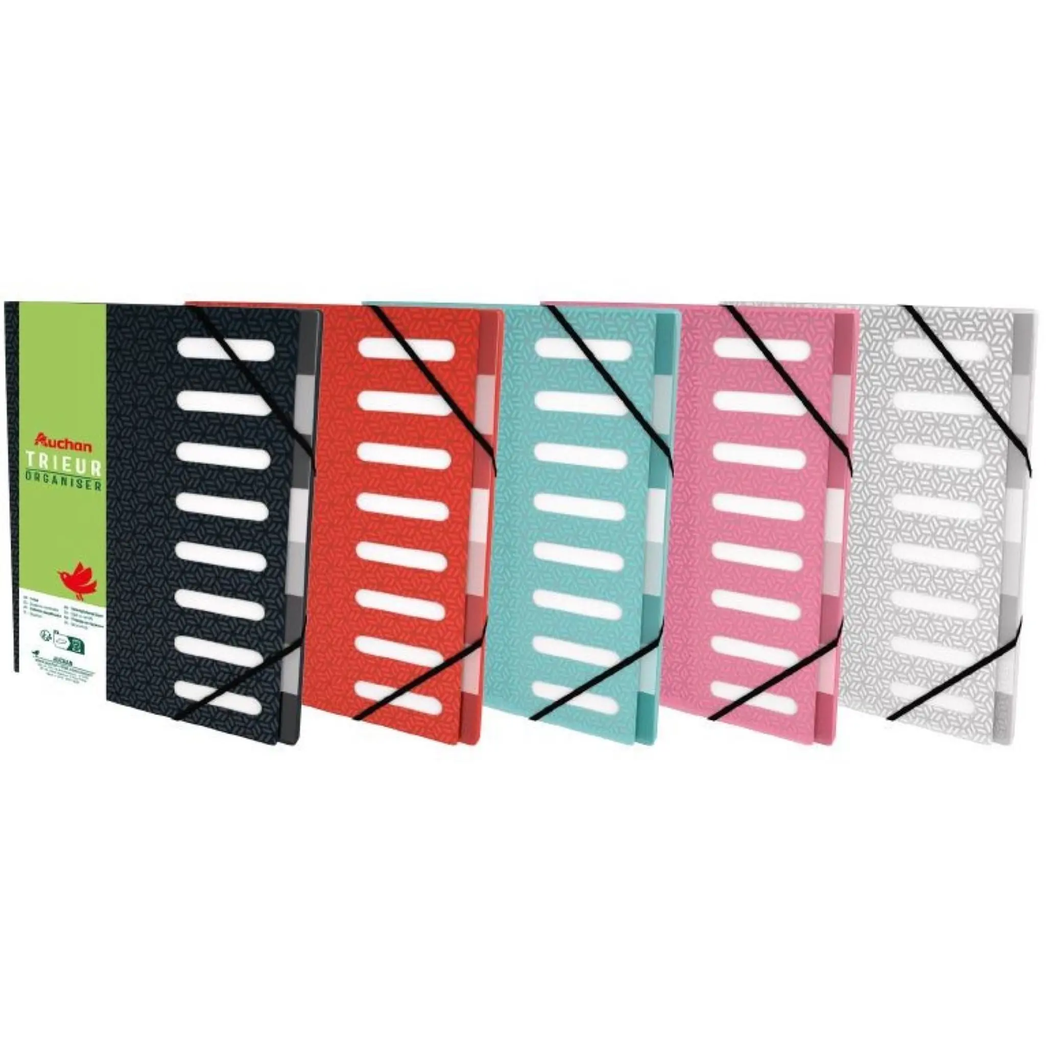 AUCHAN Trieur plastique 12 positions A4 - coloris aléatoire