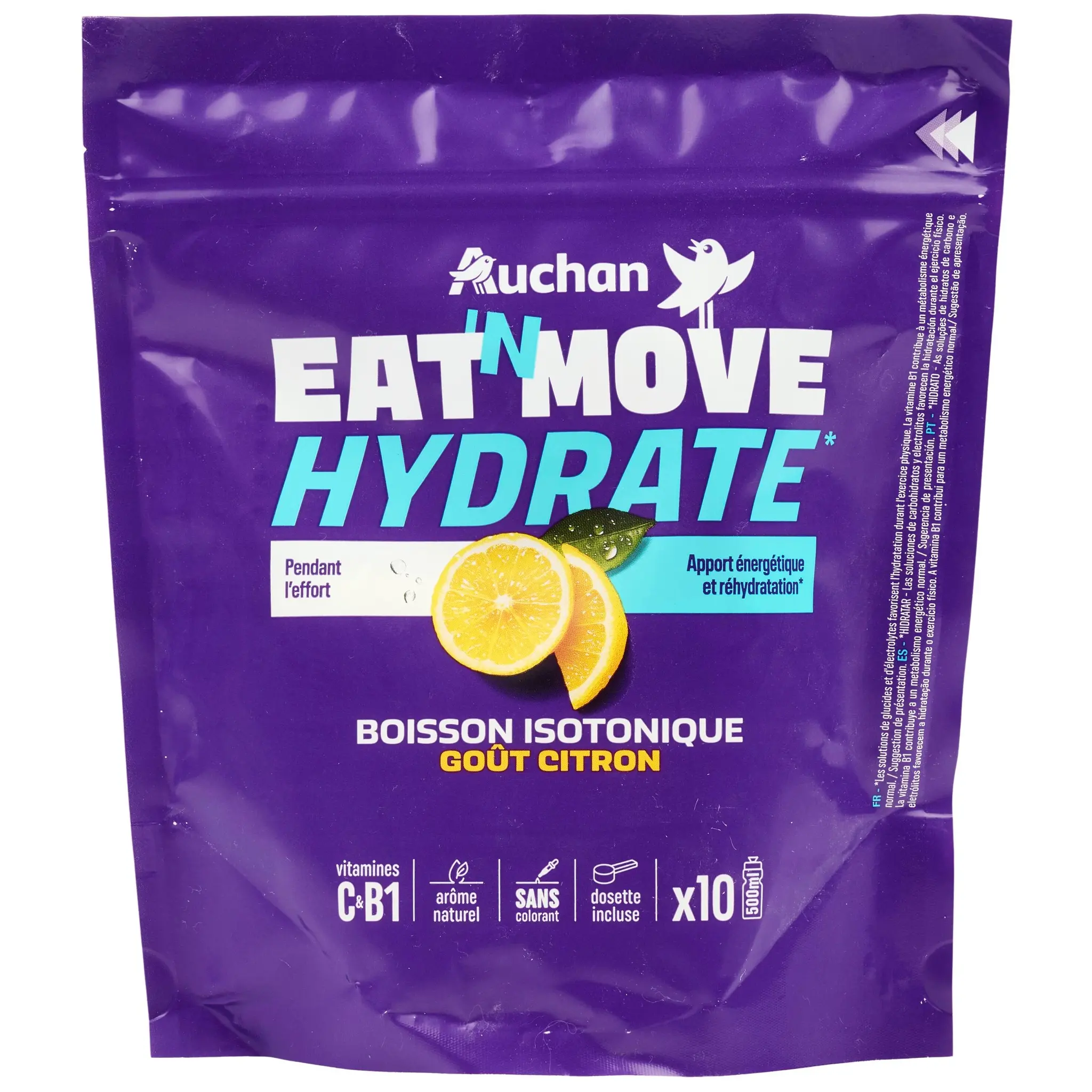 AUCHAN EAT'N MOVE Préparation pour boisson isotonique citron
