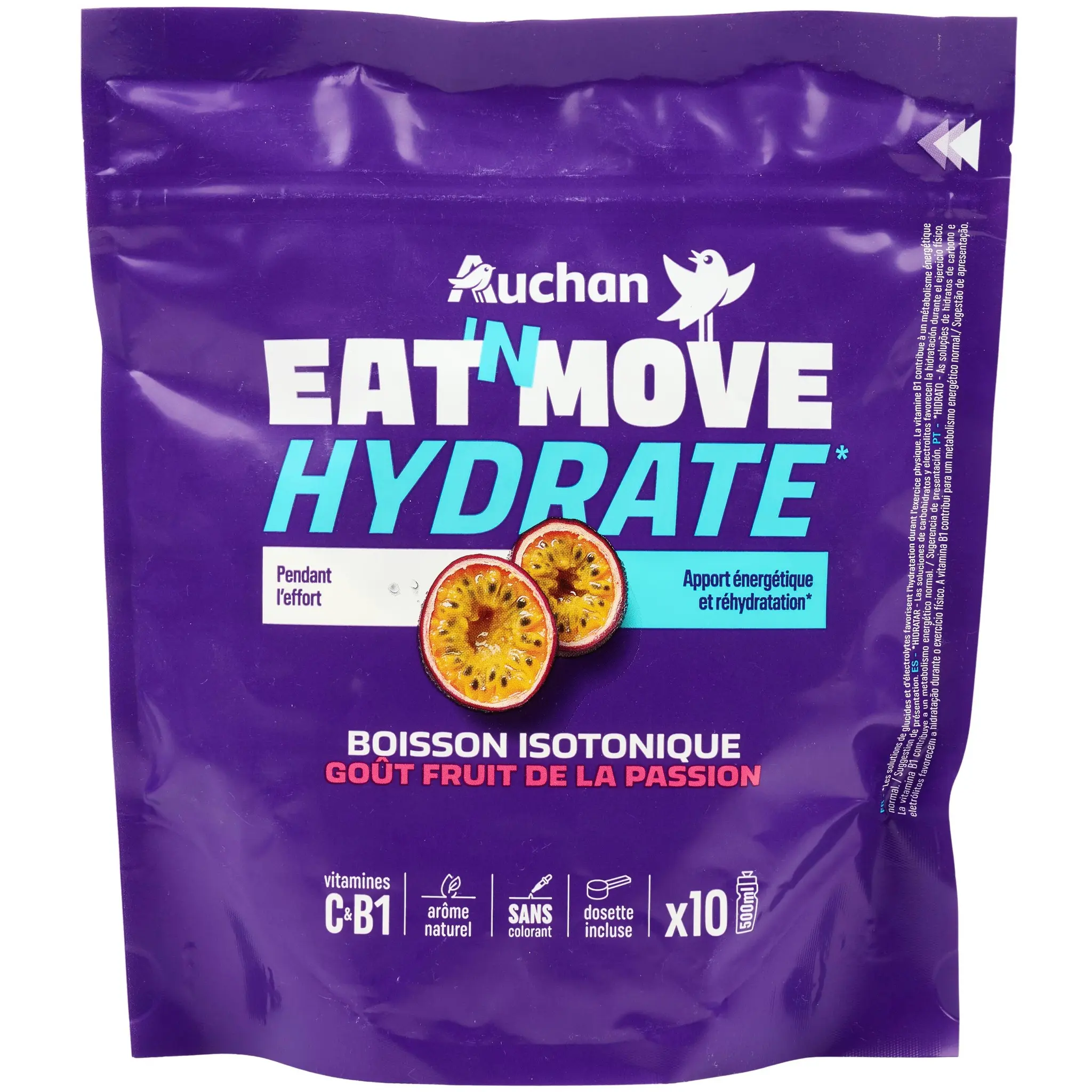 AUCHAN EAT'N MOVE Préparation pour boisson isotonique fruit de la passion