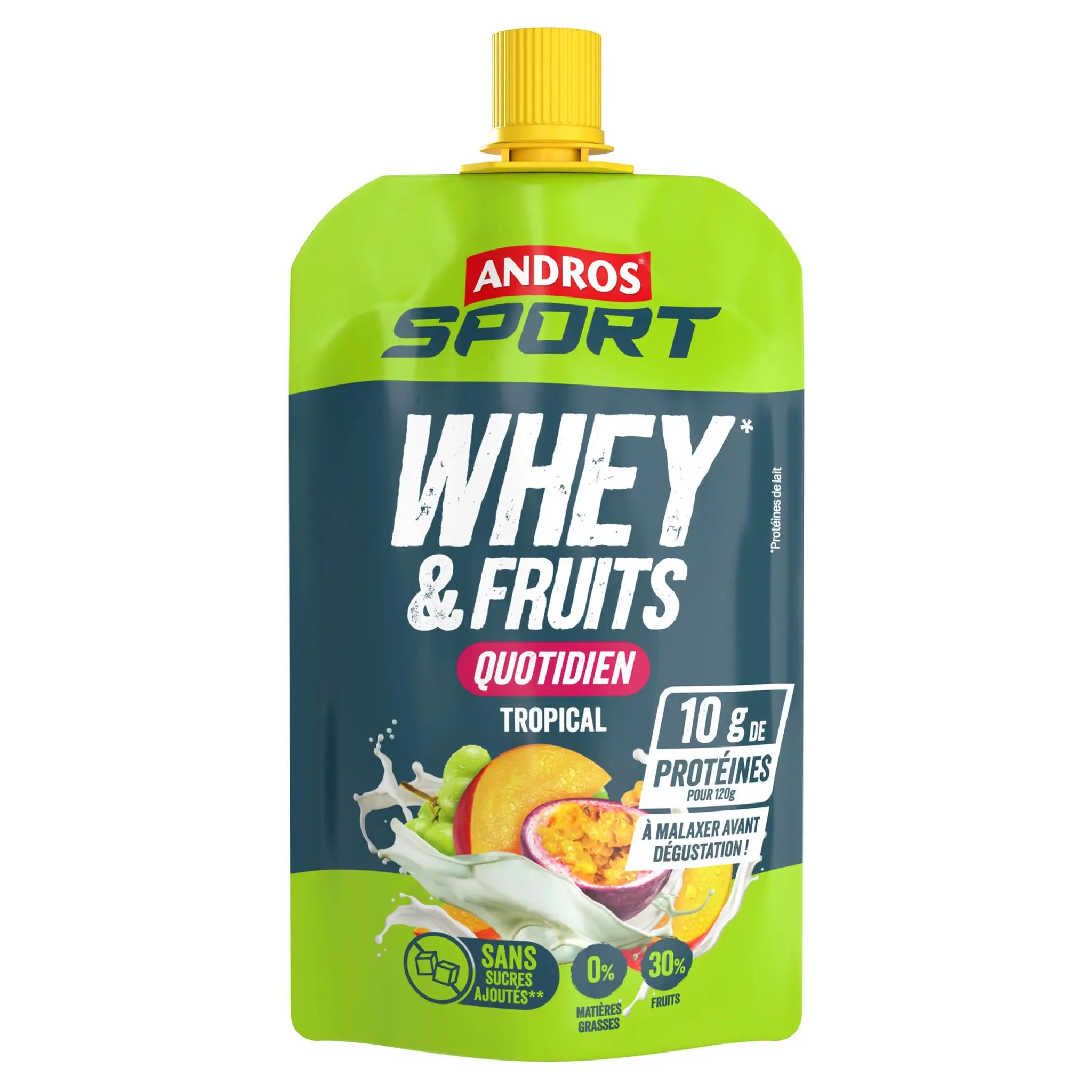 ANDROS Sport Gourde protéiné avec whey et fruits saveur tropical