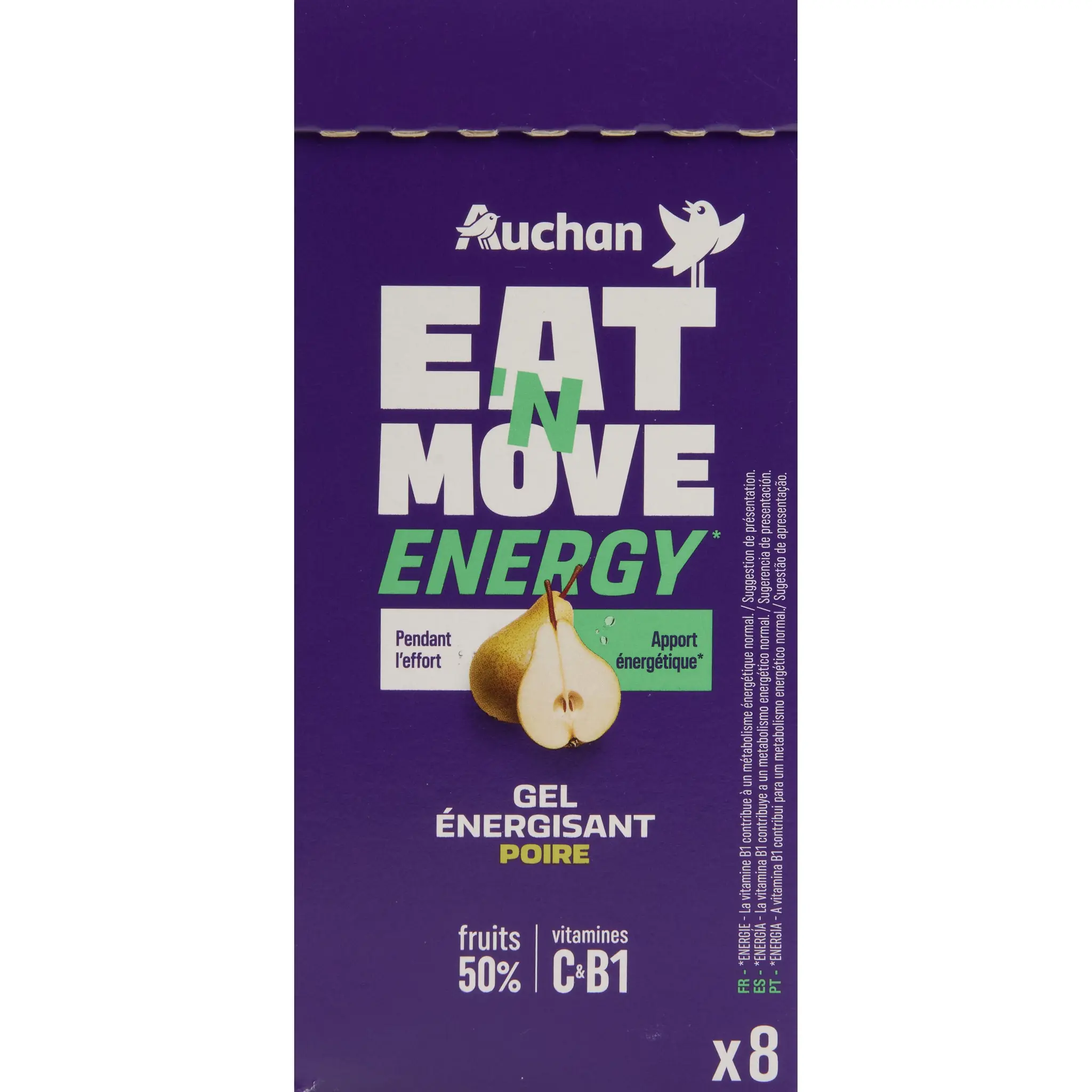 AUCHAN EAT'N MOVE Gel énergisant saveur poire
