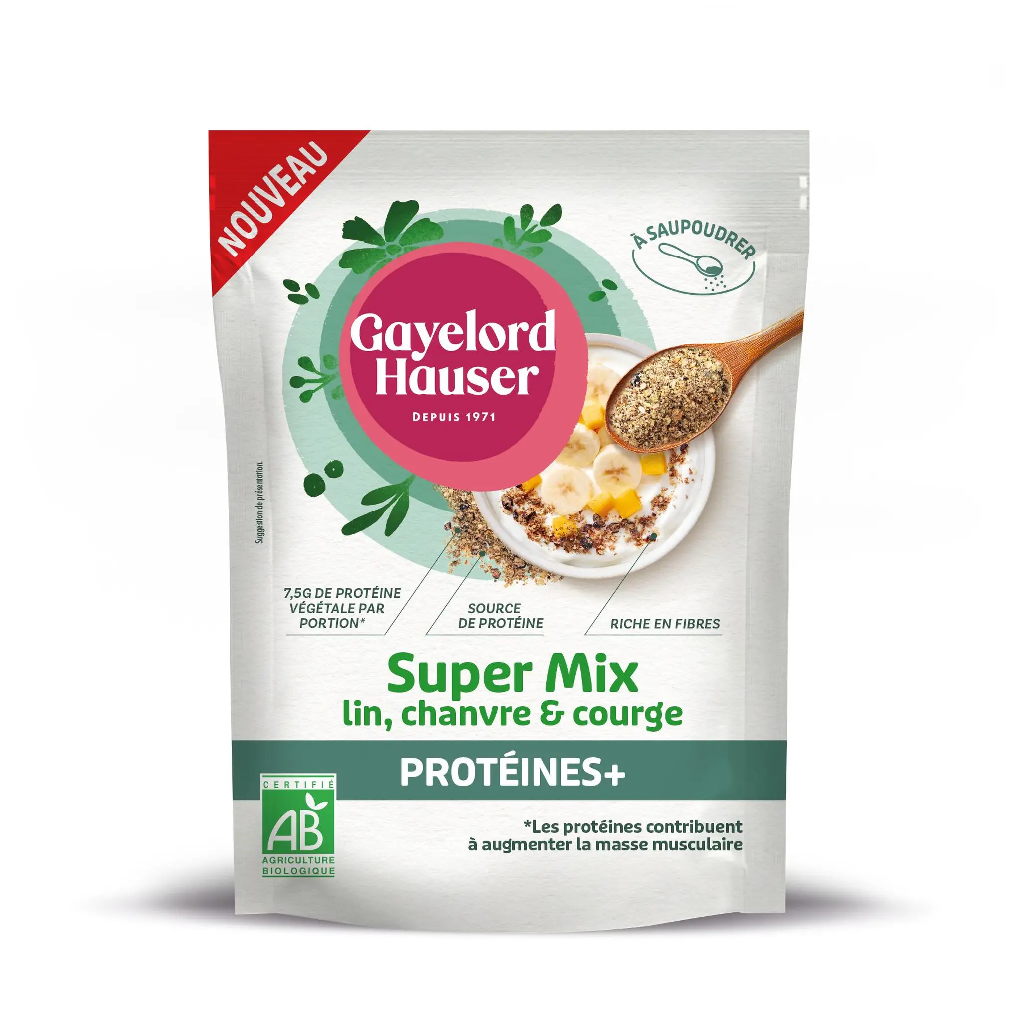 GAYELORD HAUSER Mélange Super Mix protéines + au lin chanvre et courge bio
