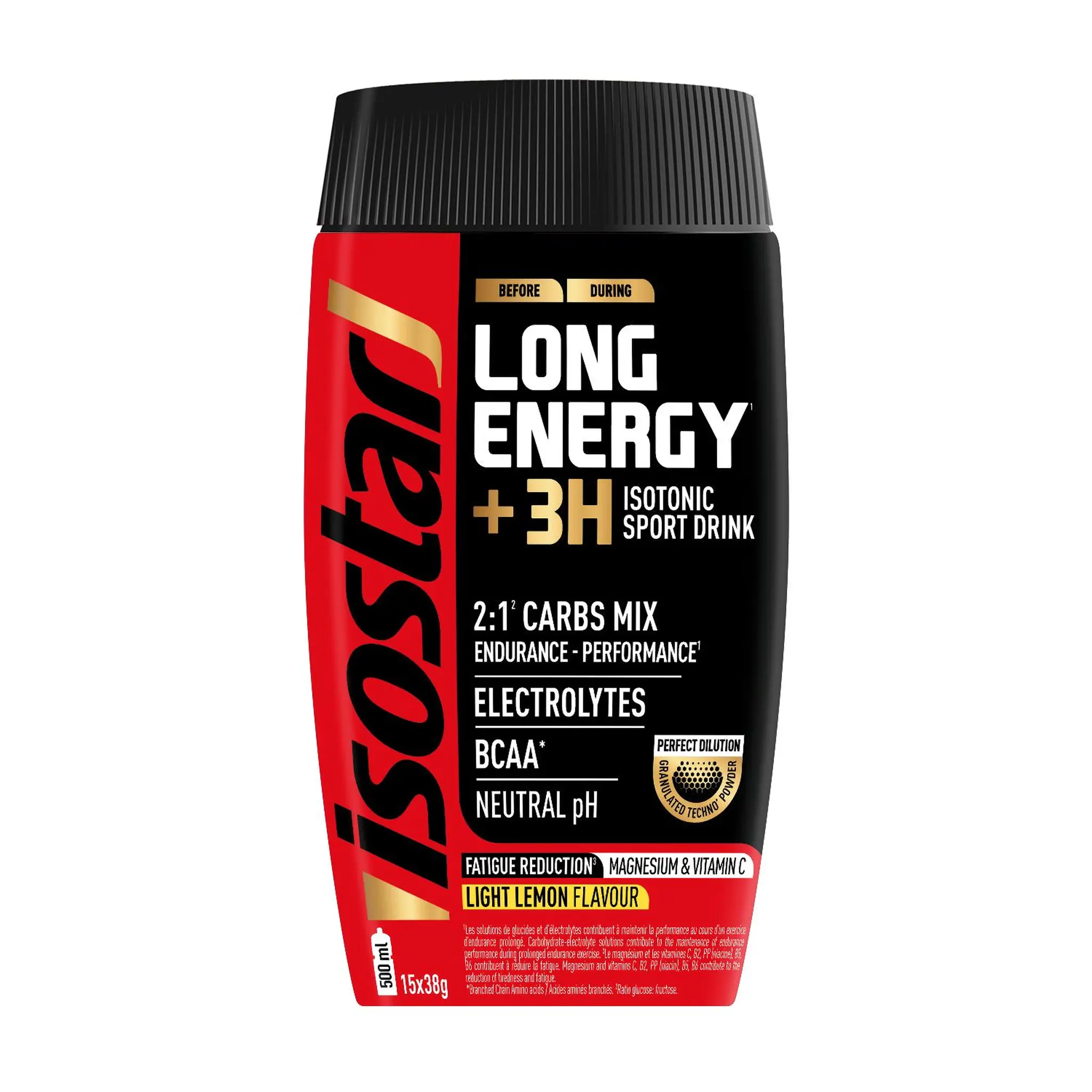 ISOSTAR Préparation en poudre Long Energy avec électrolytes et BCAA goût citron
