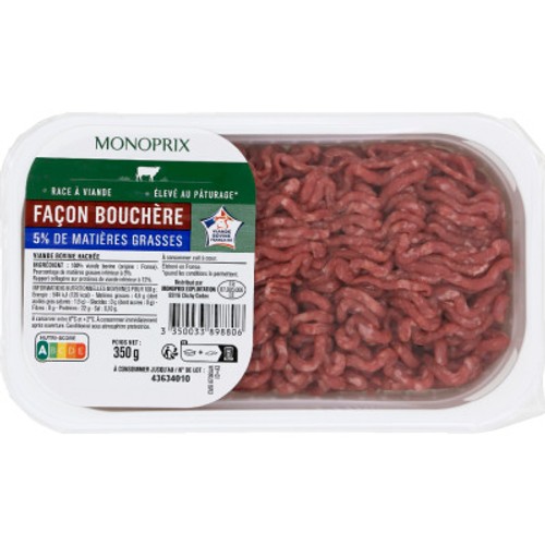 Monoprix Viande hachée en Vrac 5% de Mg 350g