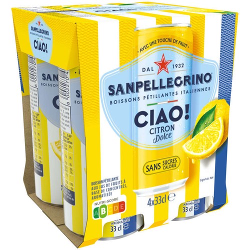 San Pellegrino Ciao! Boisson gazeuse aromatisée citron 4x33cl