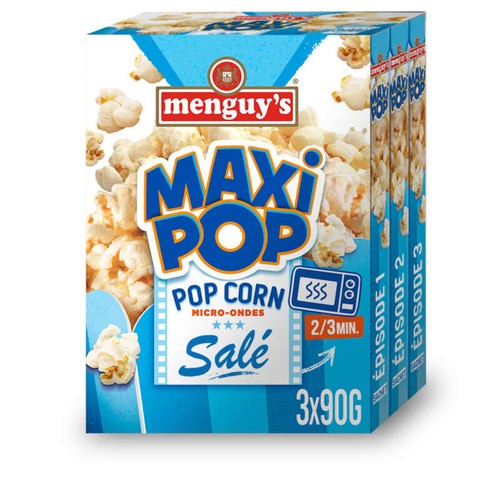 Menguy's Pop corn micro-ondes salé 3x90g