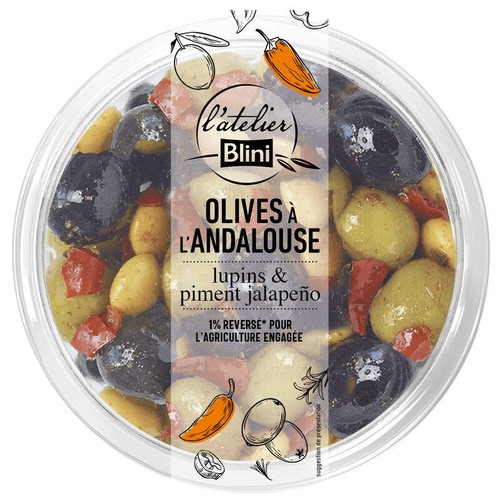 L'Atelier Blini Olives à l'Andalouse Lupin Piment Jalapeno & Romarin  150g