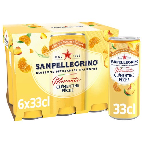 San Pellegrino Eau Gazeuse Aromatisée Clémentine Et Pêche 6x33cl