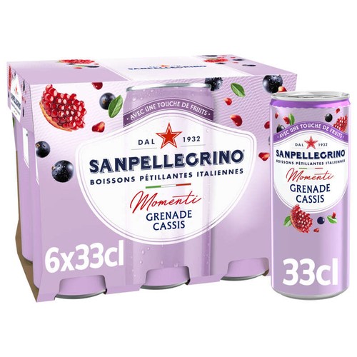 San Pellegrino Eau Gazeuse Aromatisée Grenade Cassis 6x33cl
