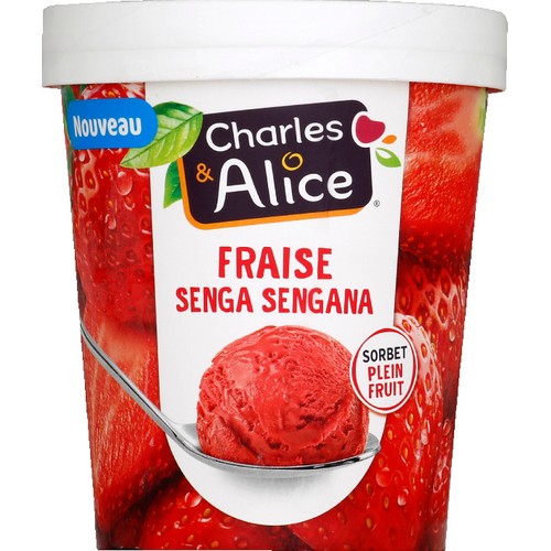 Charles & Alice Sorbet fraise plein Fruit 450ml
