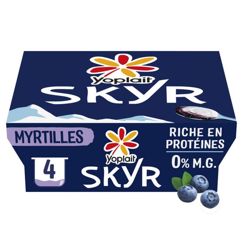 Yoplait Skyr Myrtille Yaourt Riche En Proteine 0% M.G. Pots 4x100g