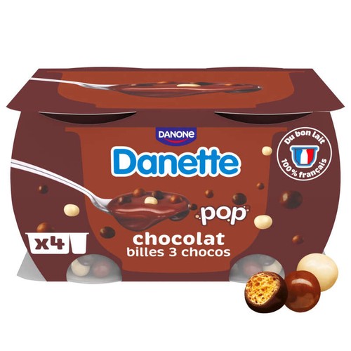 Danette Crème Dessert Chocolat Et Billes 3 Chocos 4x117g