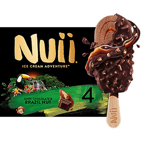 Nuii  Bâtonnets Chocolat noir & Noix du Brésil x4 276g