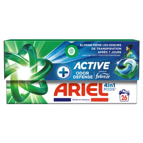 Ariel Pods+ active Odor Défense Febreze x26 doses