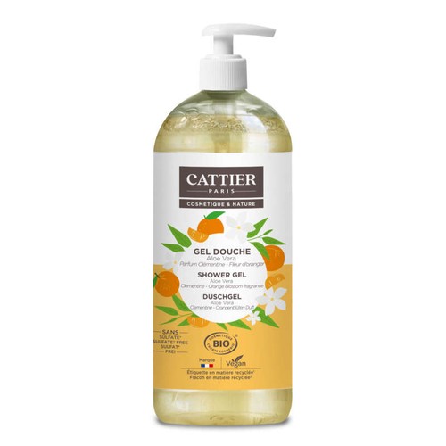 Cattier Gel Douche parfum clémentine-fleur d'oranger Bio 1L