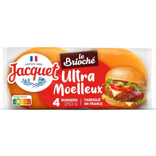 Jacquet Pain Burger Ultra Moelleux x4 250g