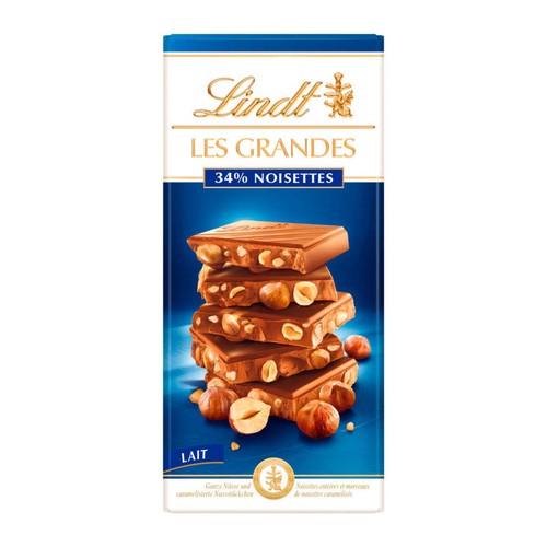 Lindt Tablette Chocolat Les Grandes Lait 34% Noisettes 150g