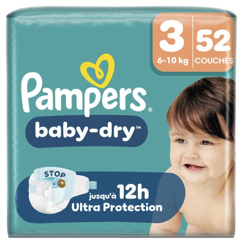 Pampers Baby-Dry Taille 3 - 6kg-10kg – x52 Couches