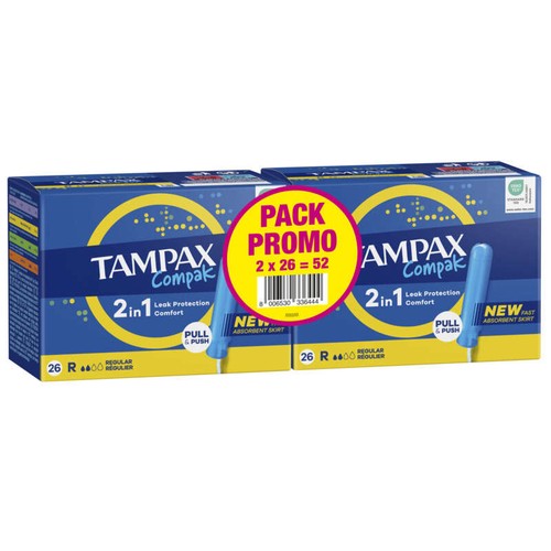 Tampax 2en1 compak régulier tampons avec applicateur x52
