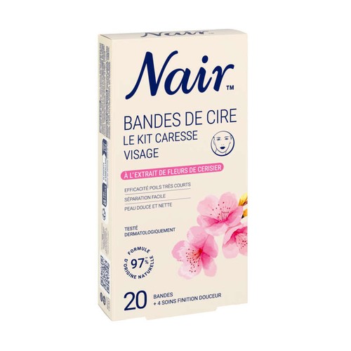 Nair Cire visage kit caresse 20 bandes + 4 lingettes