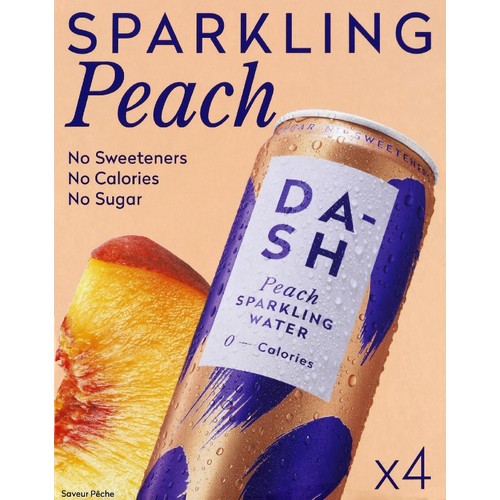 Dash Water Eau gazeuse aromatisée pêche 4x33cl