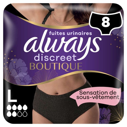 Always Discreet Boutique Culottes Noires Plus L Pour Fuites Urinaires x8