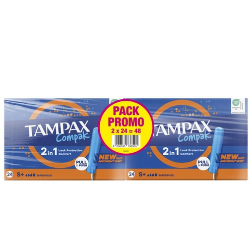 Tampax Compak Super Plus Tampons Avec Applicateur x48