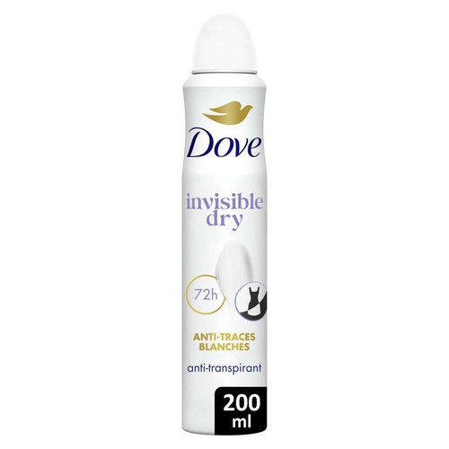 Dove Déodorant Spray Anti-Transpirant Semi-Compressé Invisible Dry 200ml