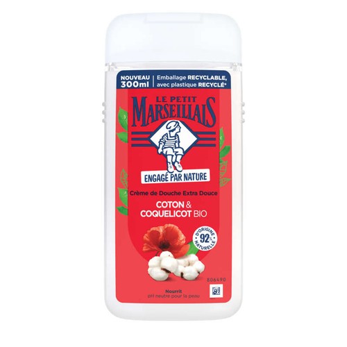 Le Petit Marseillais Crème de Douche Extra douce coton & coquelicot Bio 300ml