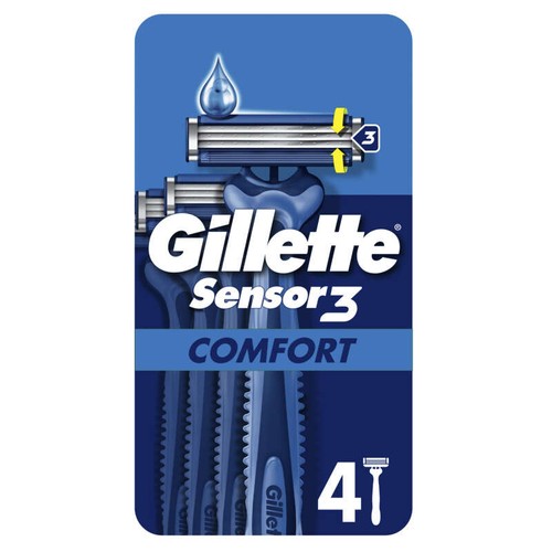 Gillette Sensor3 Comfort Rasoirs Jetables Pour Homme x4