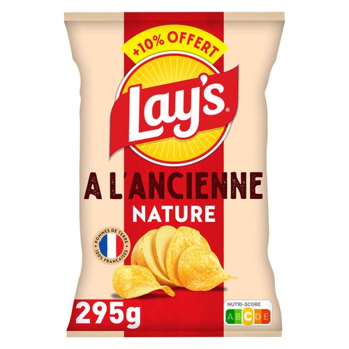 Lay's Chips à l'Ancienne Nature 295g + 10% Offert