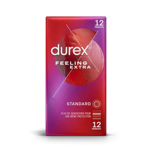 Durex Préservatifs Feeling Extra - Fins Extra Lubrifiés x12