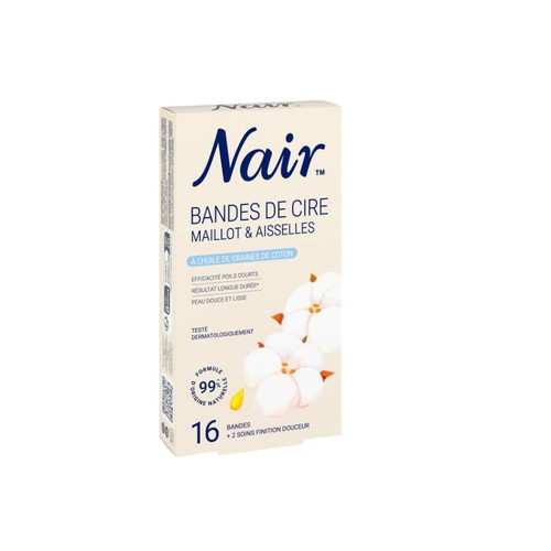 Nair Bandes de Cire Maillot & Aisselles à l'huile de Graine de Coton x16